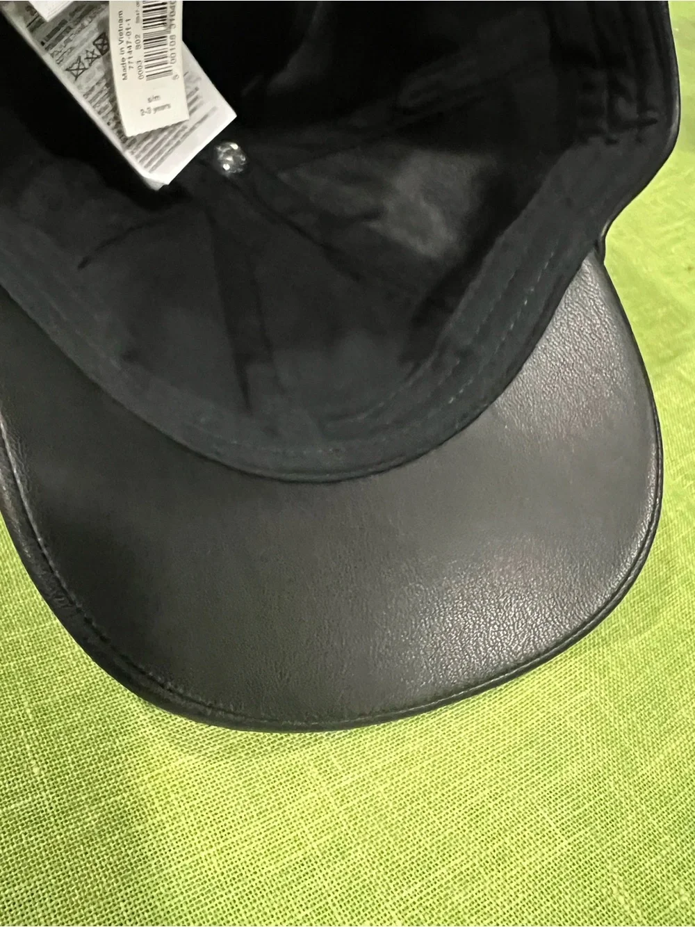 GAP Black Faux Leather Cat Ear Baseball Cap kids 2/3 years